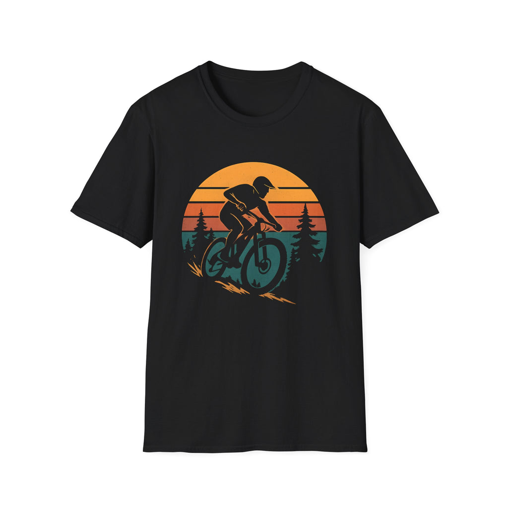 Sunset Trail MTB T-Shirt – Mountain Biker Silhouette Design