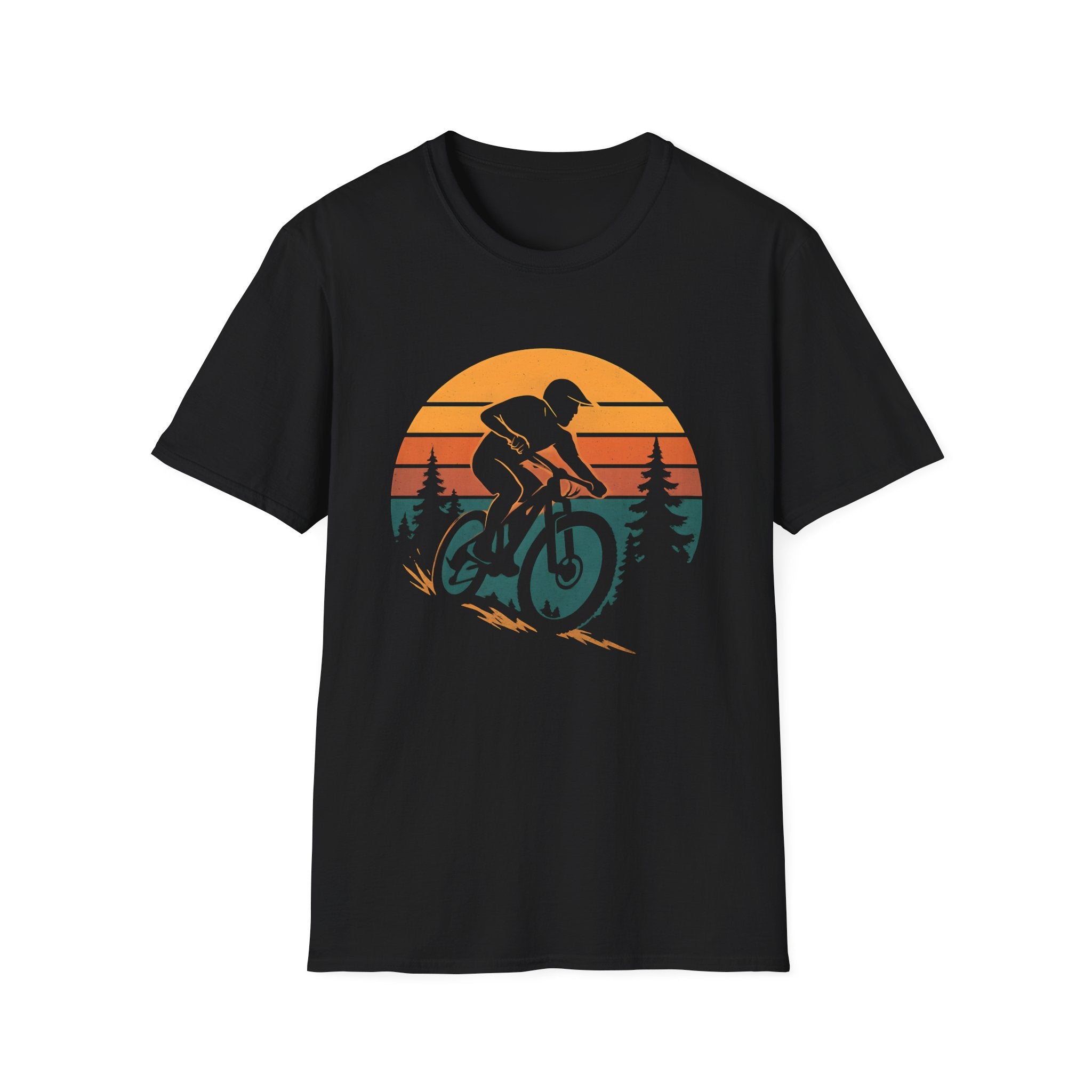 Sunset Trail MTB T-Shirt – Mountain Biker Silhouette Design
