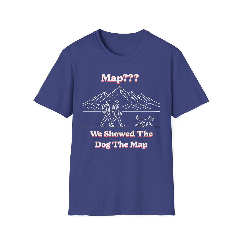 Hiking Line Art Tee – “We Showed The Dog The Map”