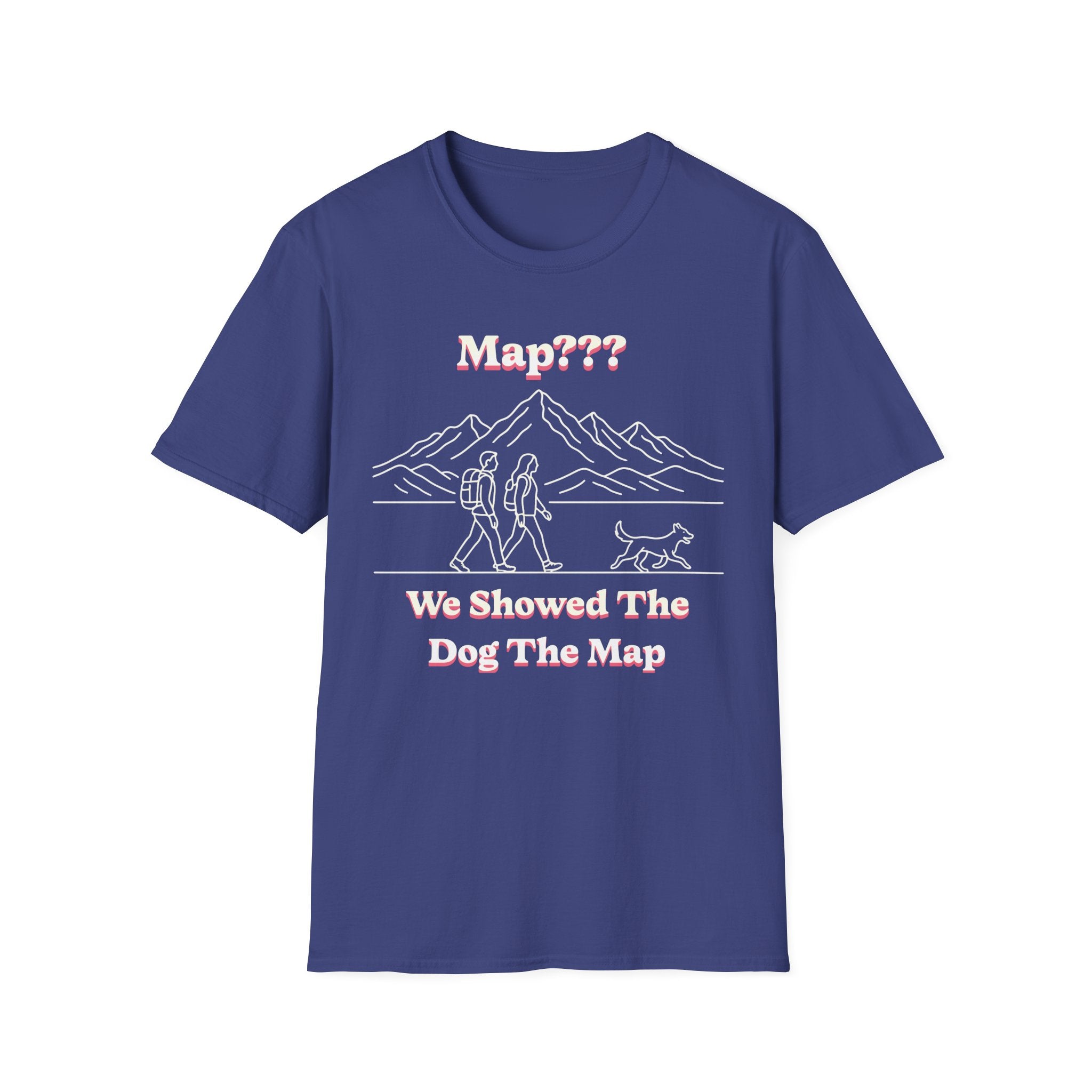 Hiking Line Art Tee – “We Showed The Dog The Map”