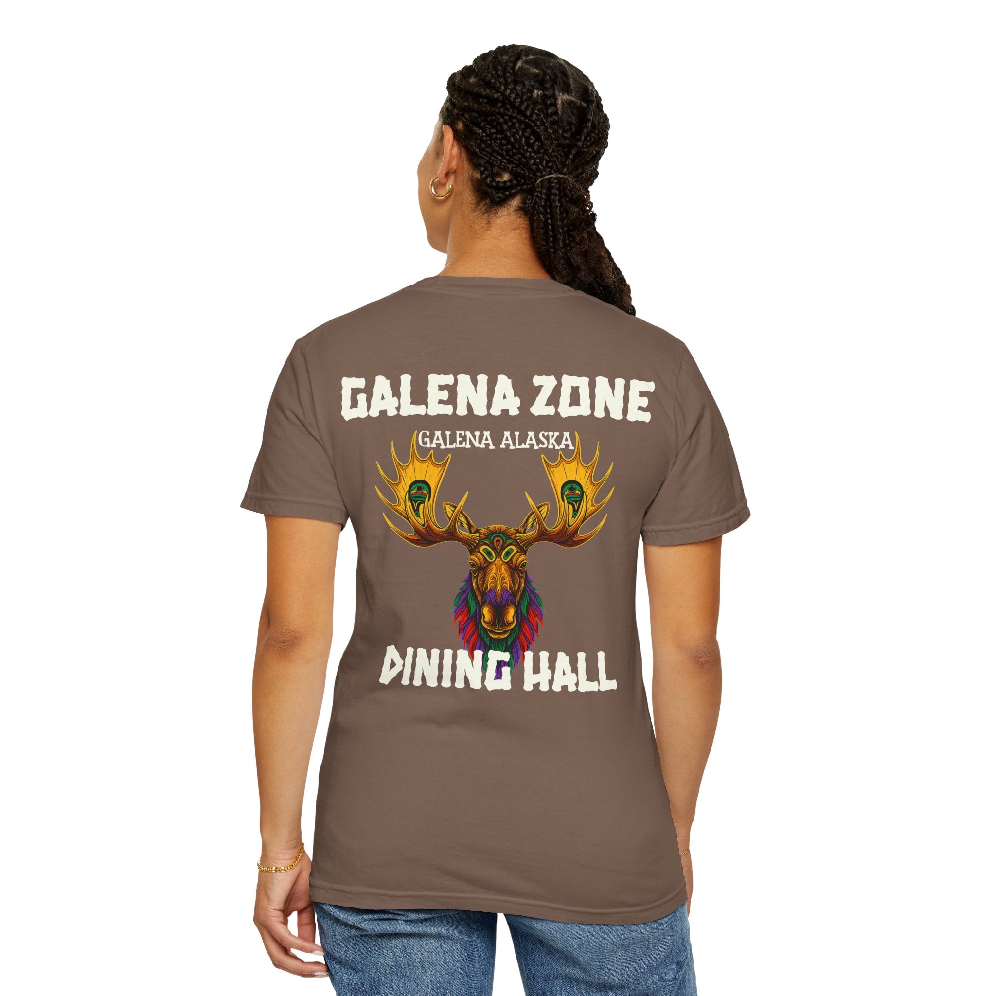 Galena Zone Dining Hall T-Shirt — Alaska Moose Graphic Tee