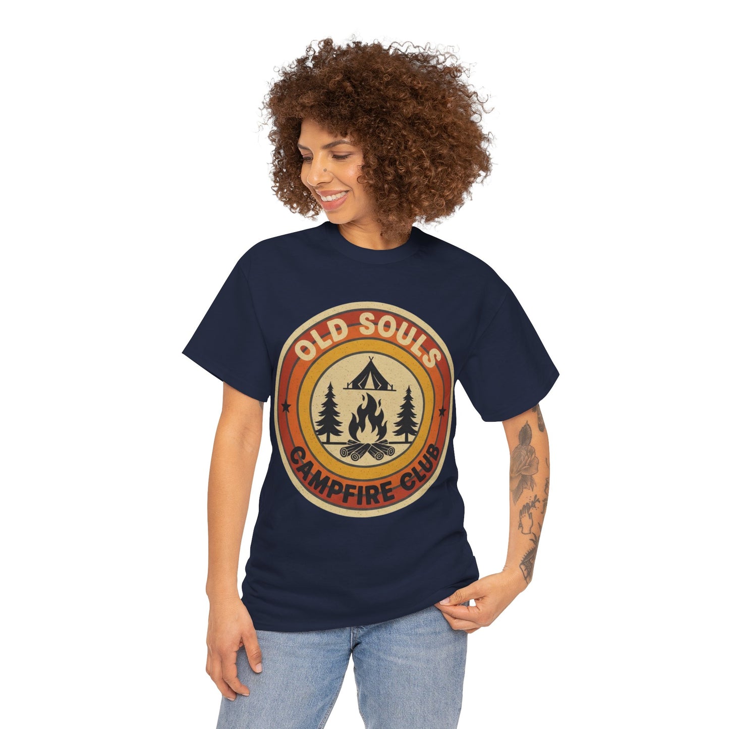 Old Souls Campfire Club Retro T-Shirt | Vintage Sunset Camping Tee