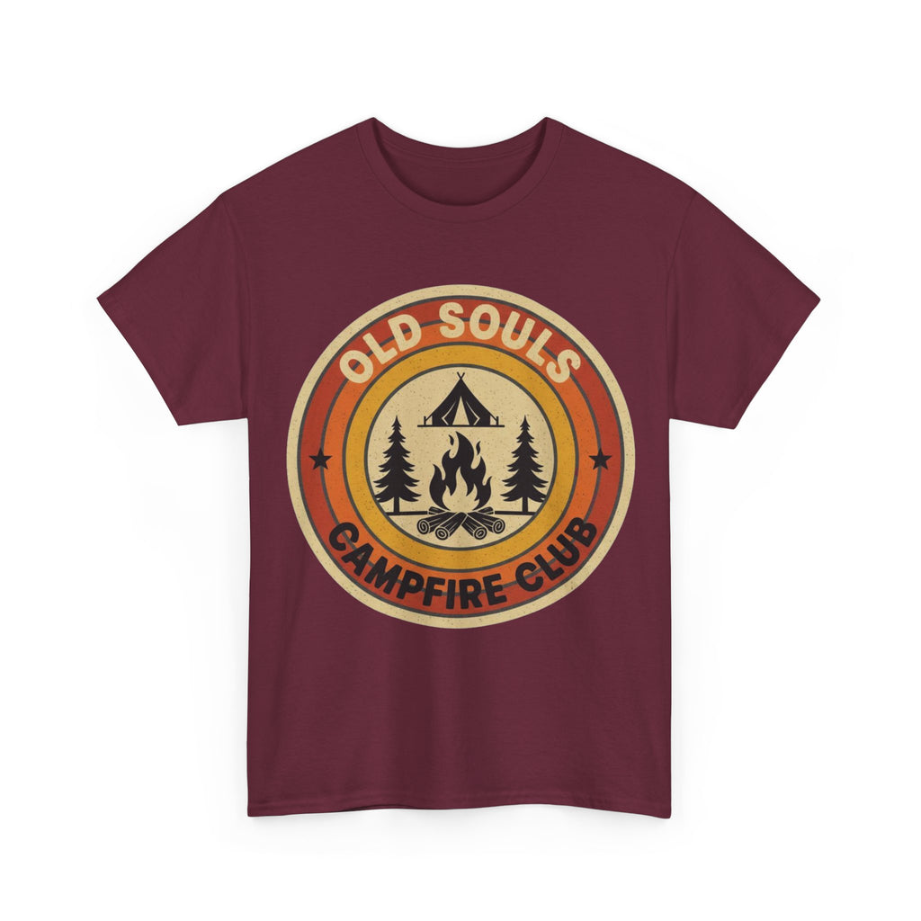 Old Souls Campfire Club Retro T-Shirt | Vintage Sunset Camping Tee