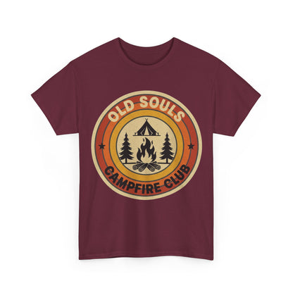 Old Souls Campfire Club Retro T-Shirt | Vintage Sunset Camping Tee