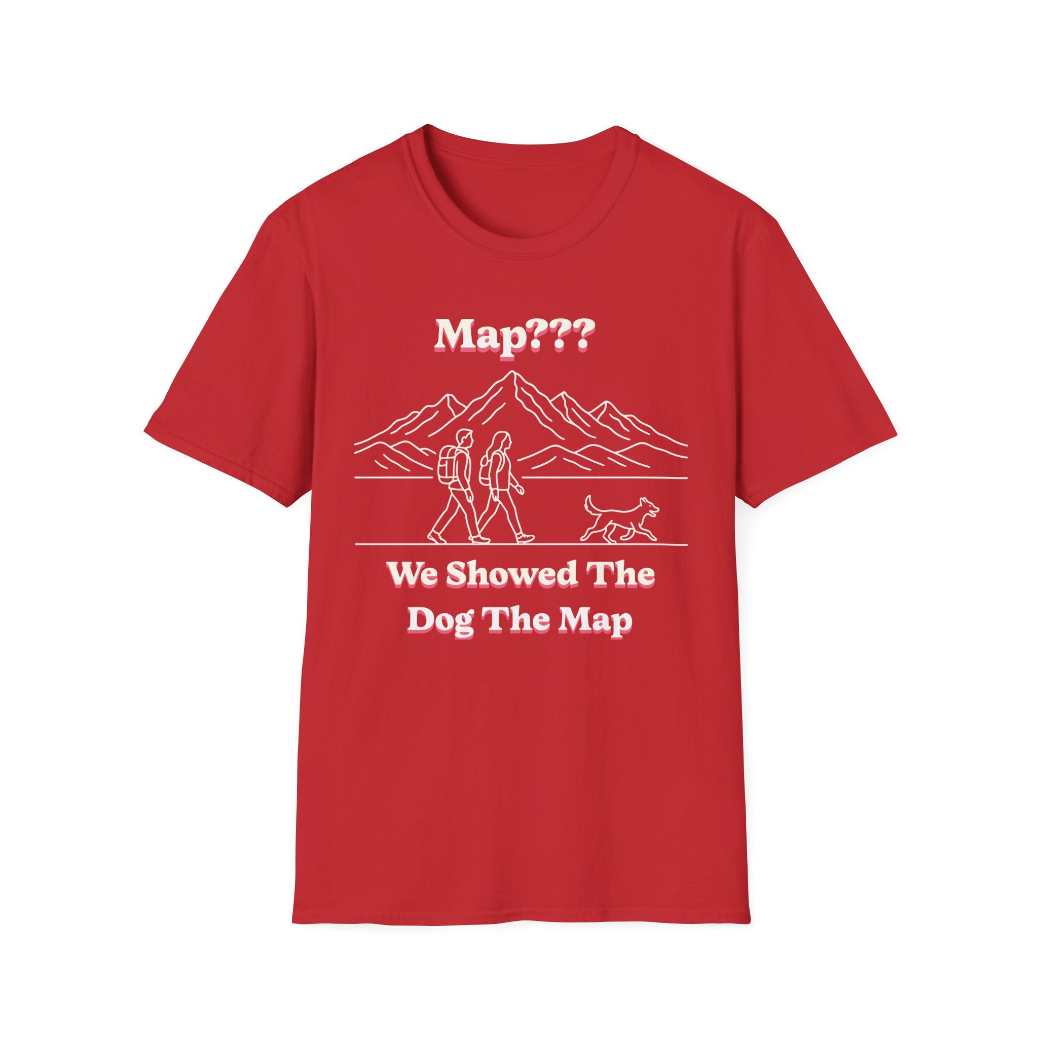 Hiking Line Art Tee – “We Showed The Dog The Map”