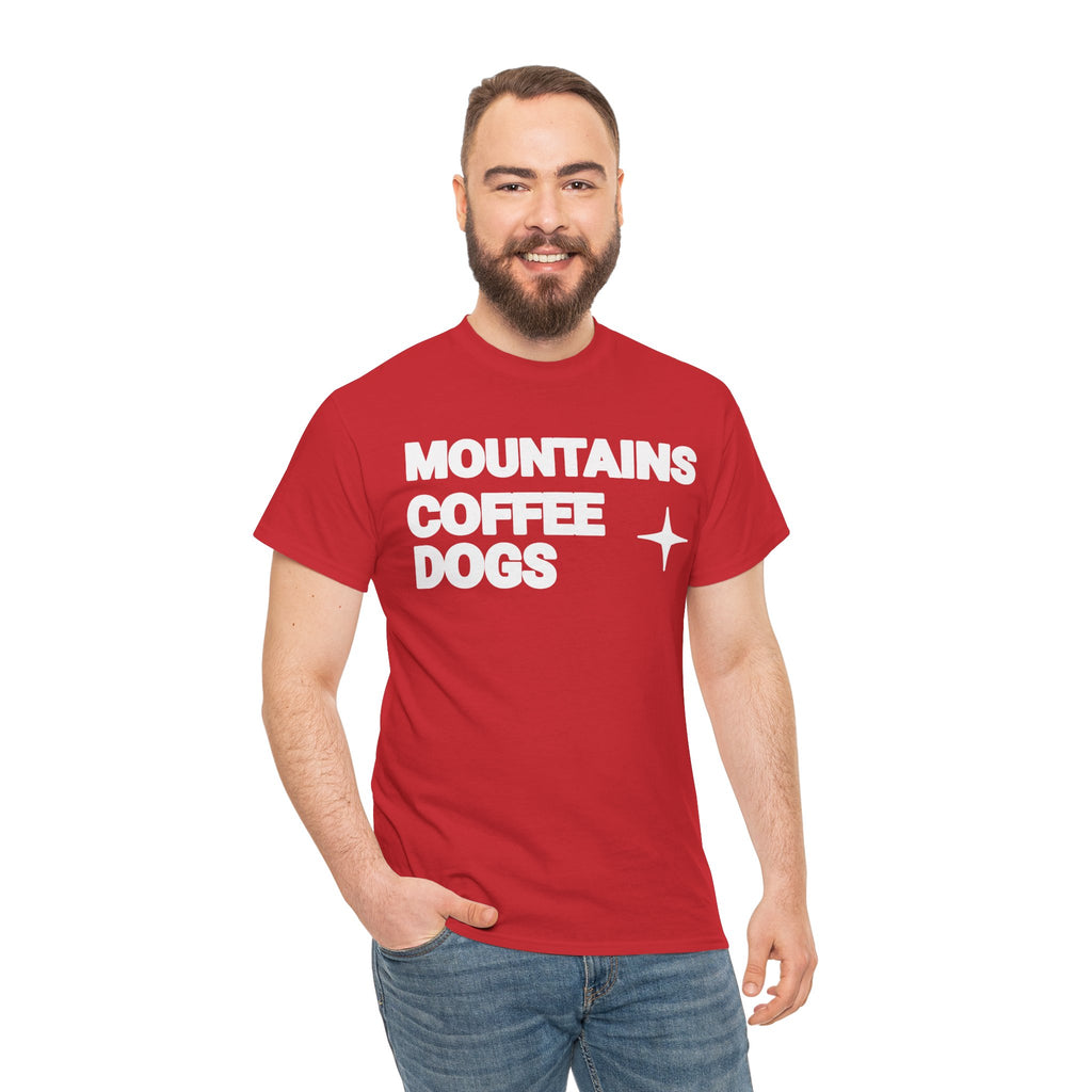 Mountains. Coffee. Dogs. – Comfort Collection Tee