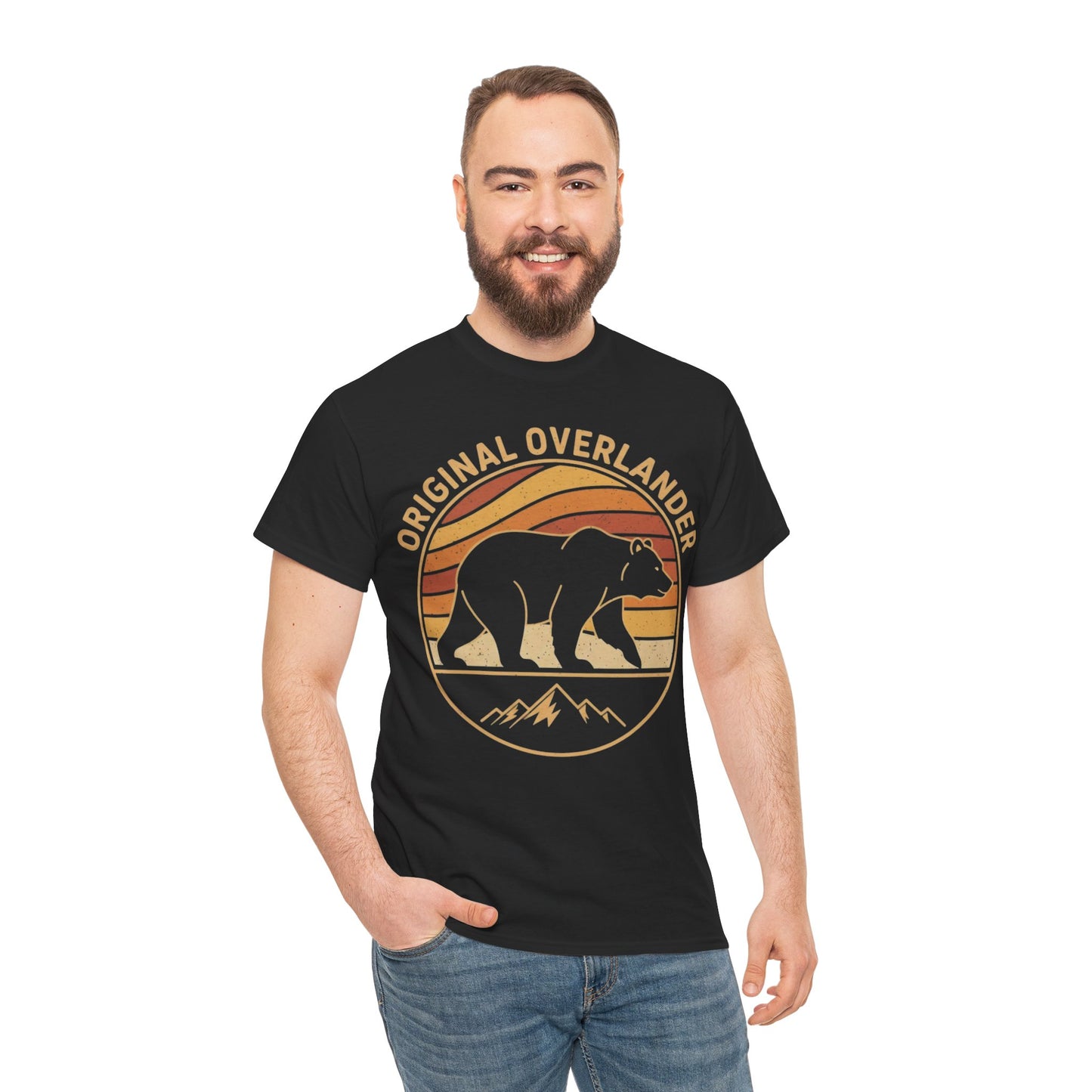 Original Overlander Retro Bear T-Shirt | 1970s Vintage Sunset Adventure Tee