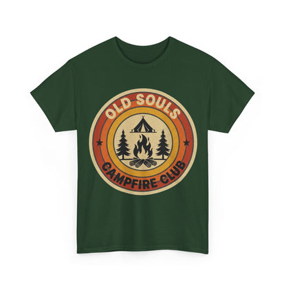 Old Souls Campfire Club Retro T-Shirt | Vintage Sunset Camping Tee