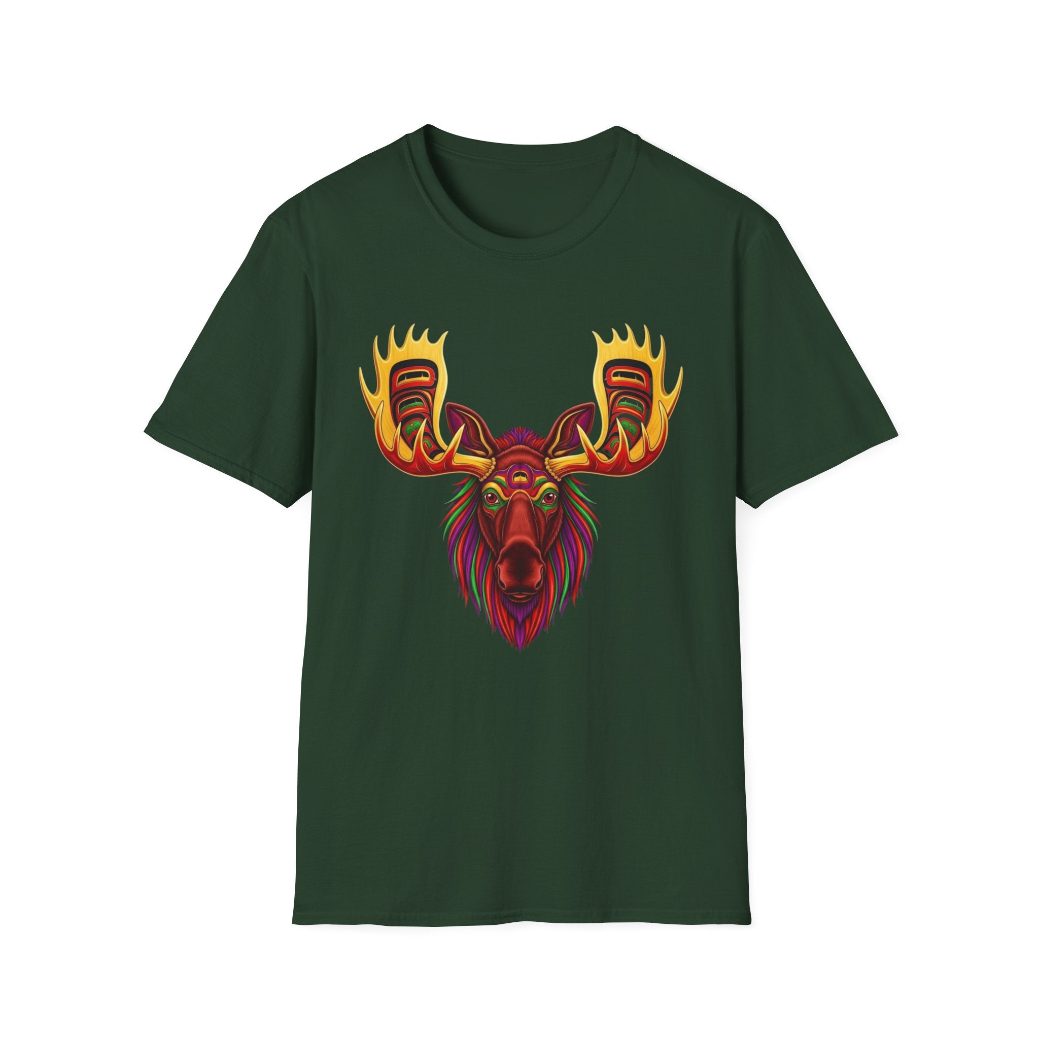 Tribal Moose Spirit T-Shirt – Colorful Totem Animal Design