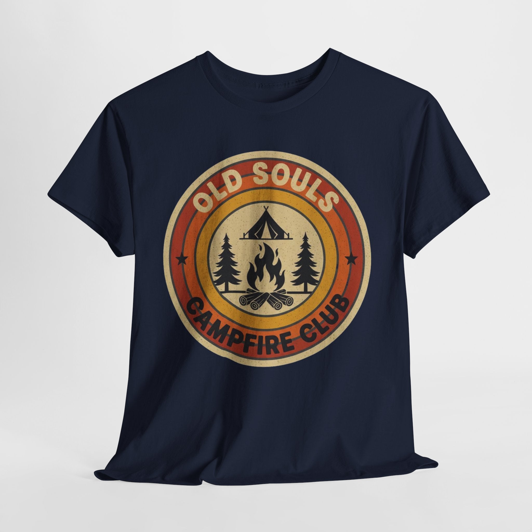 Old Souls Campfire Club Retro T-Shirt | Vintage Sunset Camping Tee