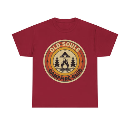 Old Souls Campfire Club Retro T-Shirt | Vintage Sunset Camping Tee