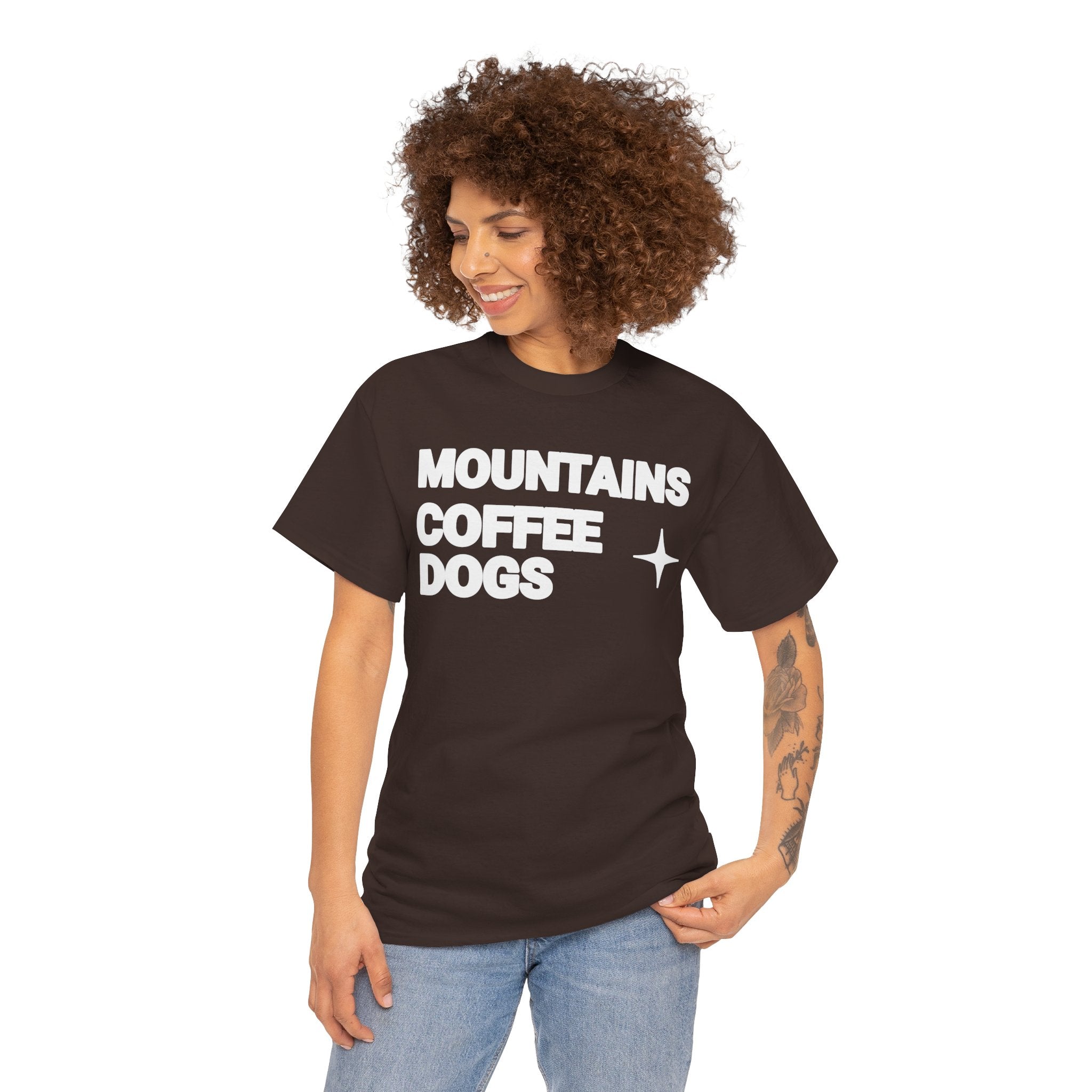 Mountains. Coffee. Dogs. – Comfort Collection Tee