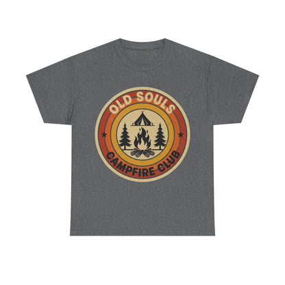 Old Souls Campfire Club Retro T-Shirt | Vintage Sunset Camping Tee