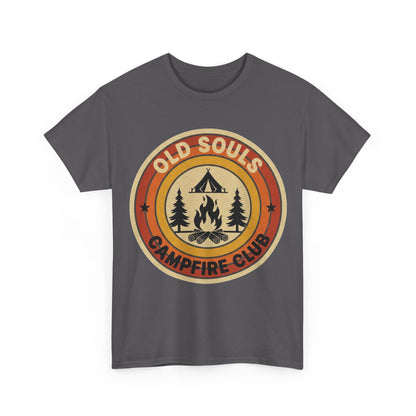 Old Souls Campfire Club Retro T-Shirt | Vintage Sunset Camping Tee