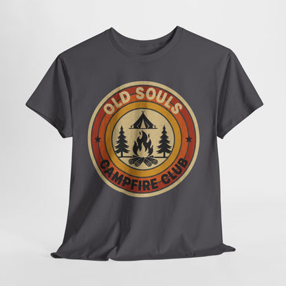 Old Souls Campfire Club Retro T-Shirt | Vintage Sunset Camping Tee