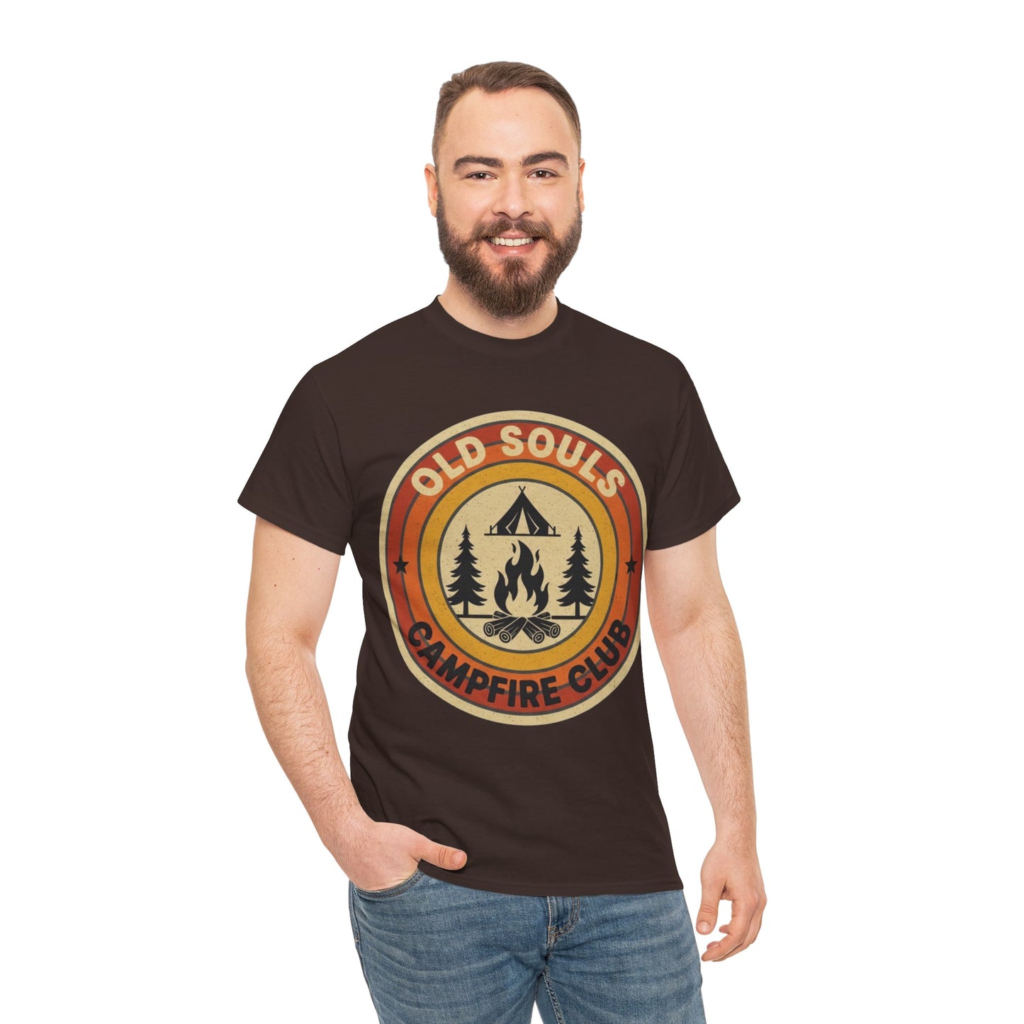 Old Souls Campfire Club Retro T-Shirt | Vintage Sunset Camping Tee