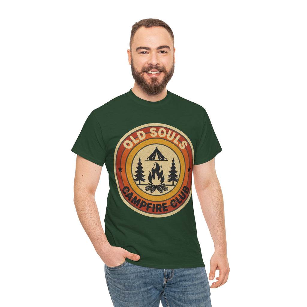 Old Souls Campfire Club Retro T-Shirt | Vintage Sunset Camping Tee