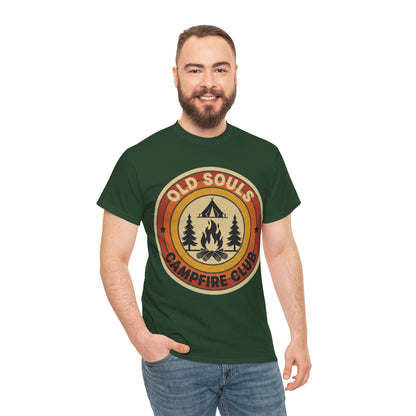 Old Souls Campfire Club Retro T-Shirt | Vintage Sunset Camping Tee