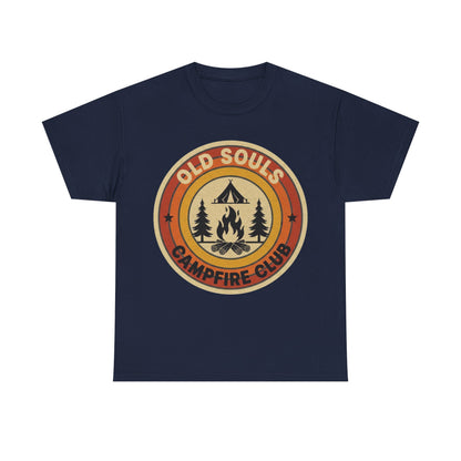 Old Souls Campfire Club Retro T-Shirt | Vintage Sunset Camping Tee