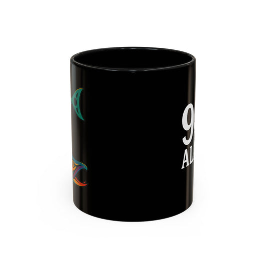 Alaska Salmon Mug   Tlingit Style Coffee Cup  907 Alaska Gift  Color Accent Ceramic Mug  Alaskan Souvenir  Wildlife Art