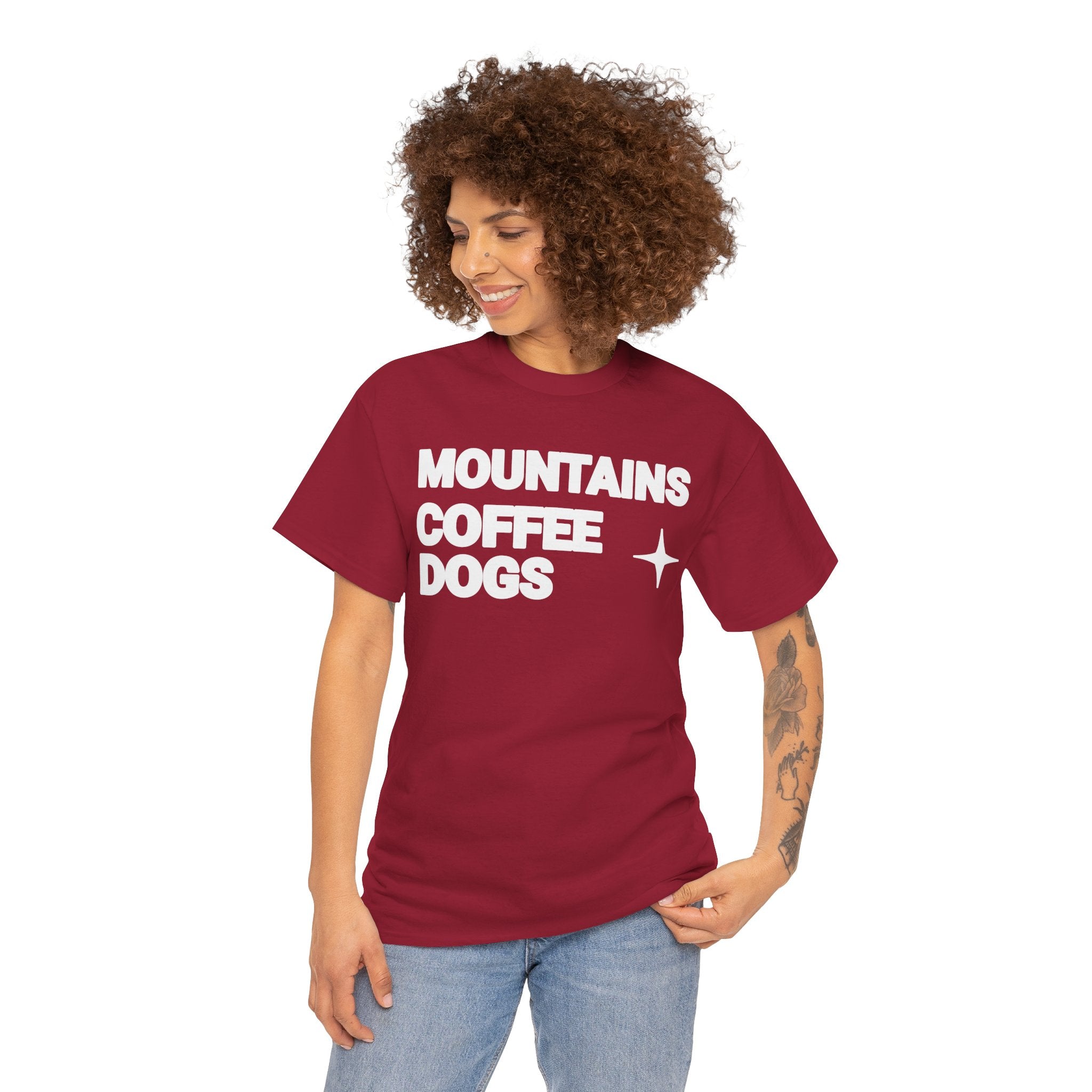 Mountains. Coffee. Dogs. – Comfort Collection Tee