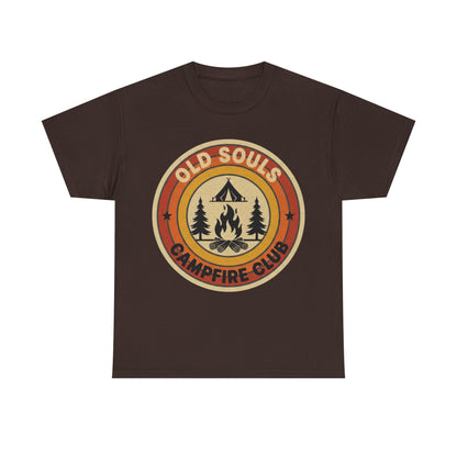 Old Souls Campfire Club Retro T-Shirt | Vintage Sunset Camping Tee