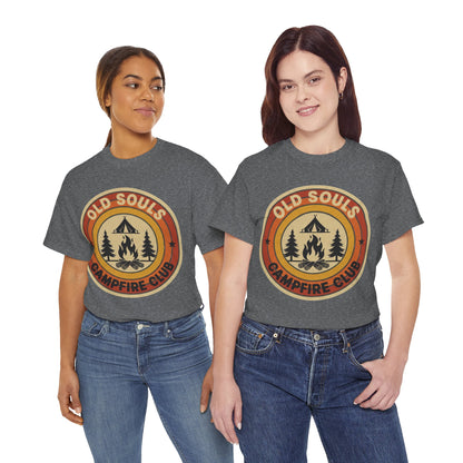 Old Souls Campfire Club Retro T-Shirt | Vintage Sunset Camping Tee