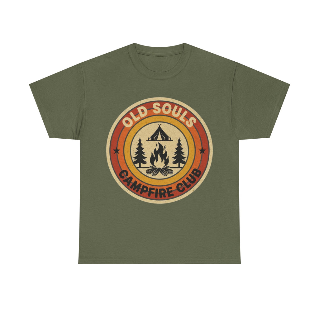 Old Souls Campfire Club Retro T-Shirt | Vintage Sunset Camping Tee