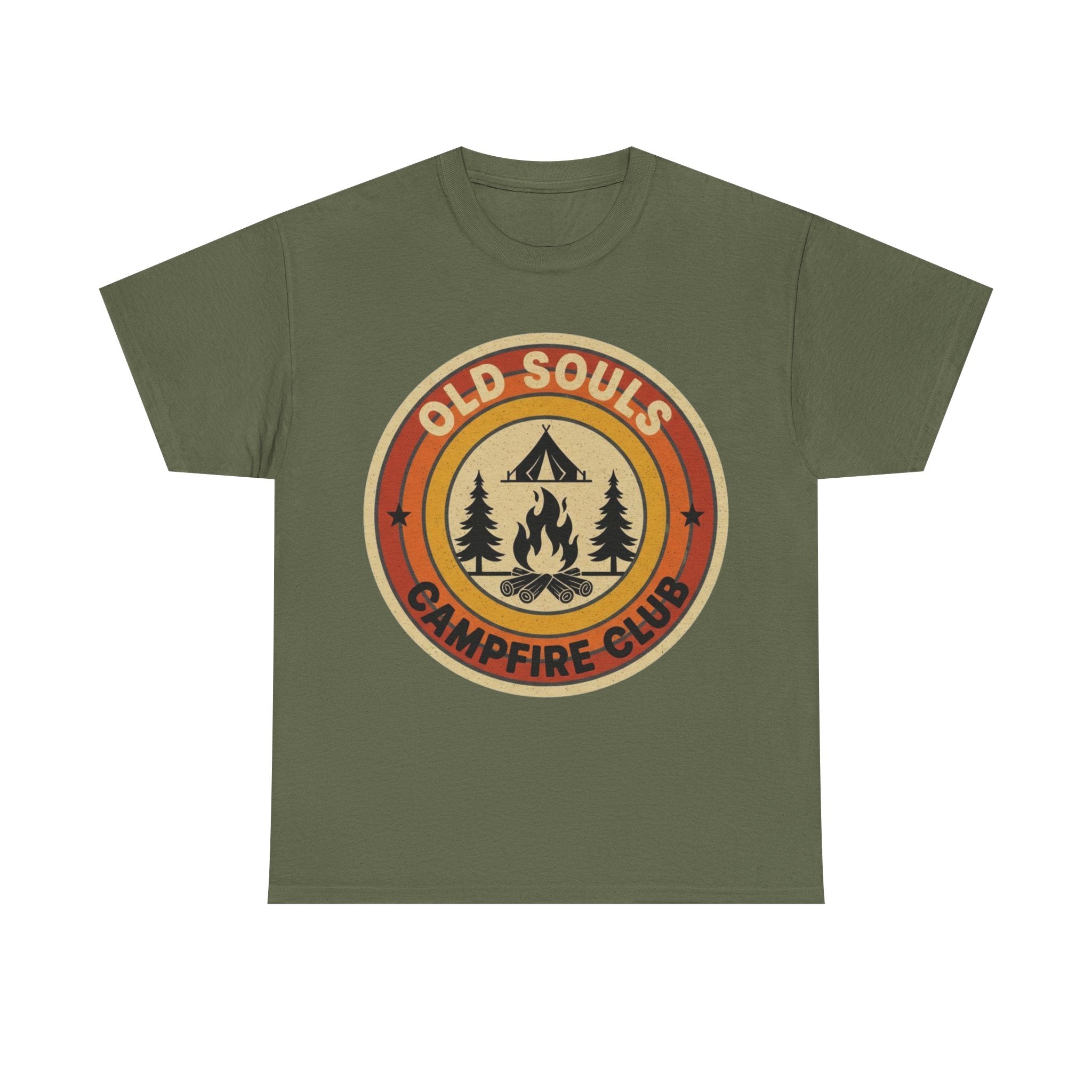 Old Souls Campfire Club Retro T-Shirt | Vintage Sunset Camping Tee