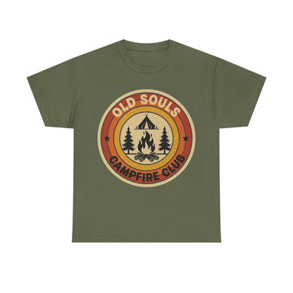 Old Souls Campfire Club Retro T-Shirt | Vintage Sunset Camping Tee