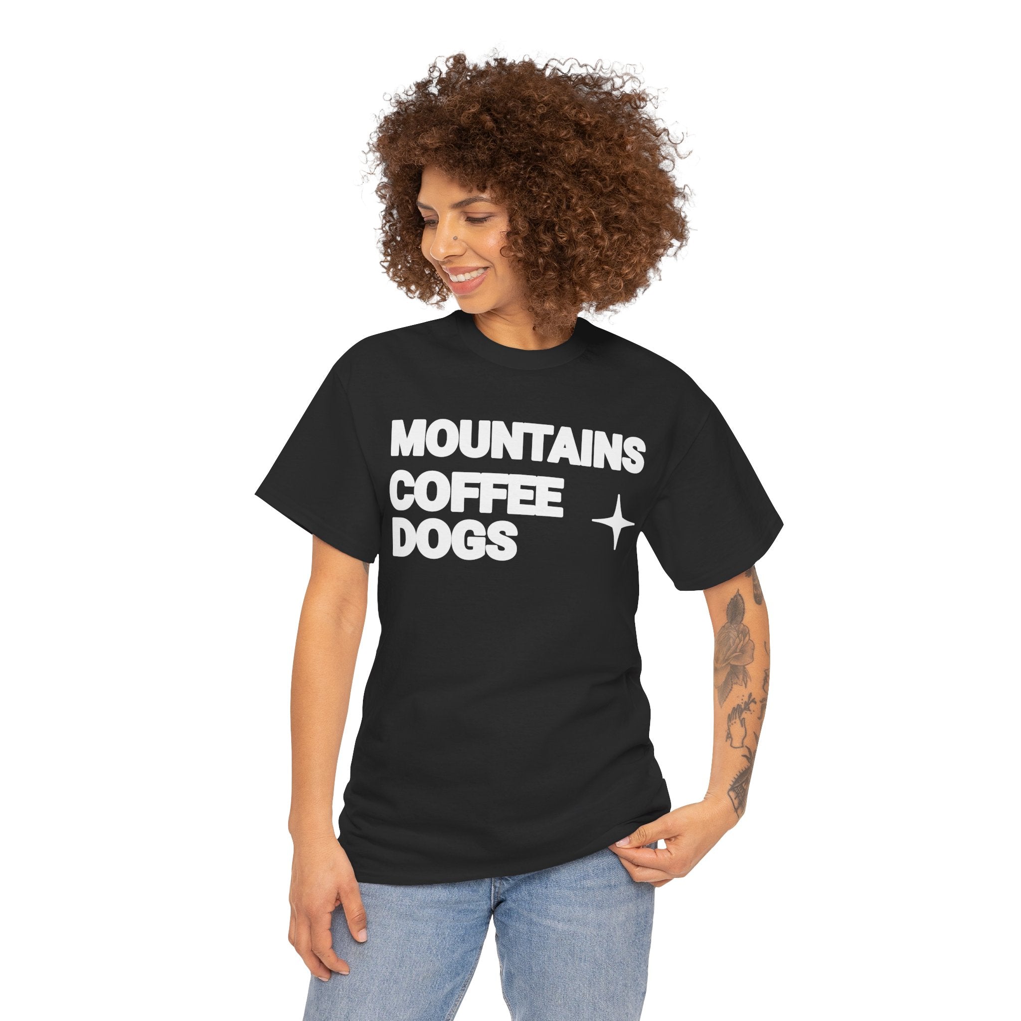 Mountains. Coffee. Dogs. – Comfort Collection Tee