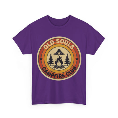 Old Souls Campfire Club Retro T-Shirt | Vintage Sunset Camping Tee