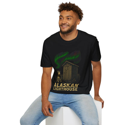 Alaskan Lighthouse Funny Northern Lights Wolf T-Shirt