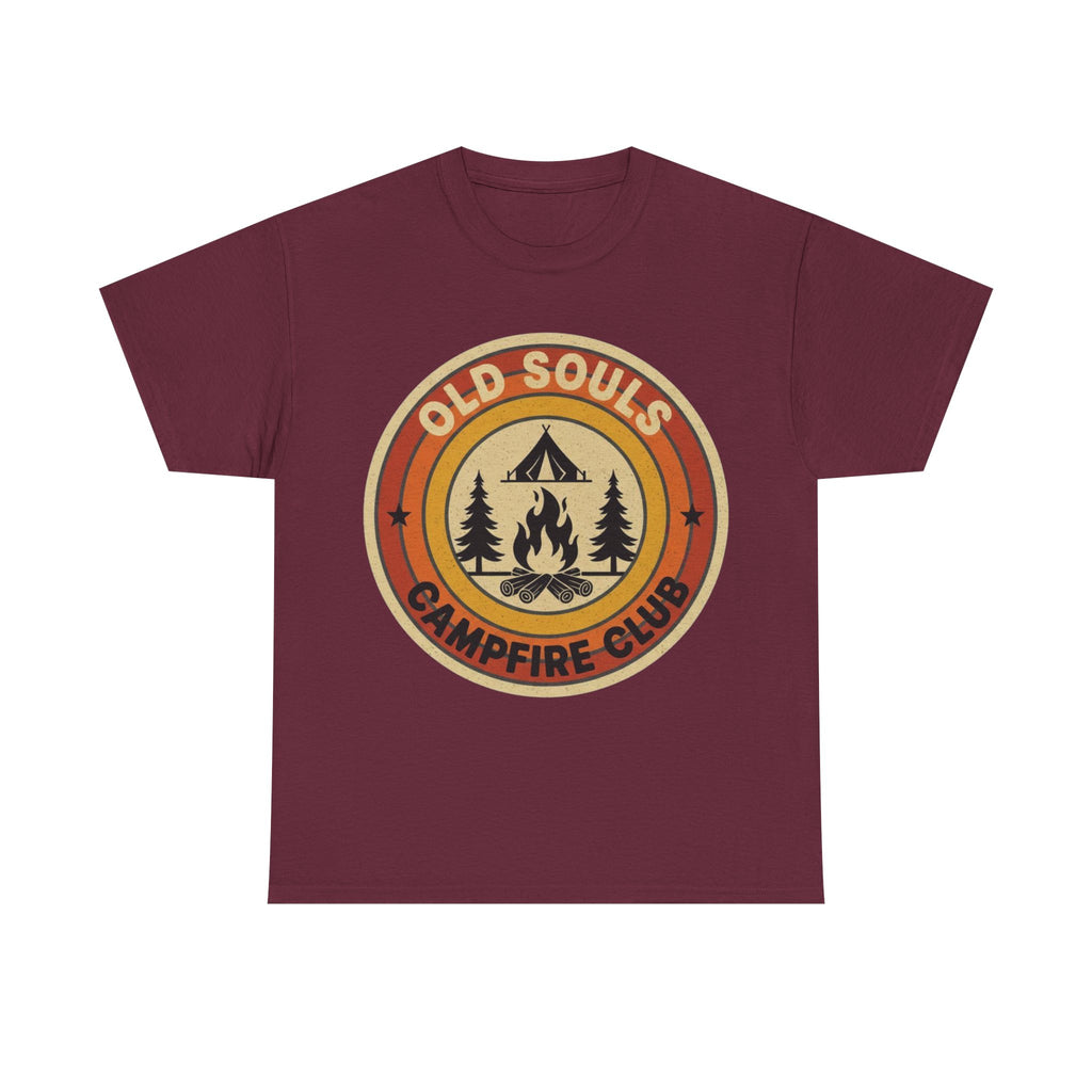 Old Souls Campfire Club Retro T-Shirt | Vintage Sunset Camping Tee