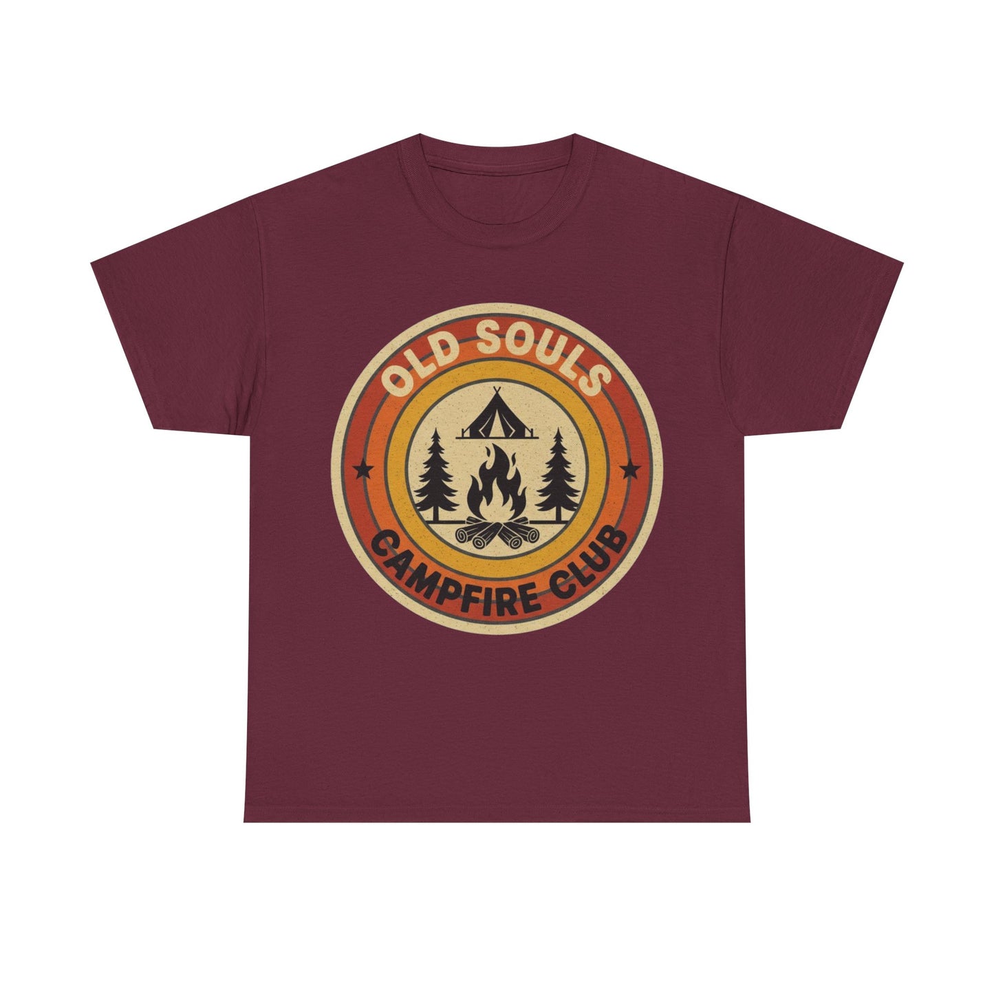 Old Souls Campfire Club Retro T-Shirt | Vintage Sunset Camping Tee