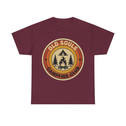 Old Souls Campfire Club Retro T-Shirt | Vintage Sunset Camping Tee