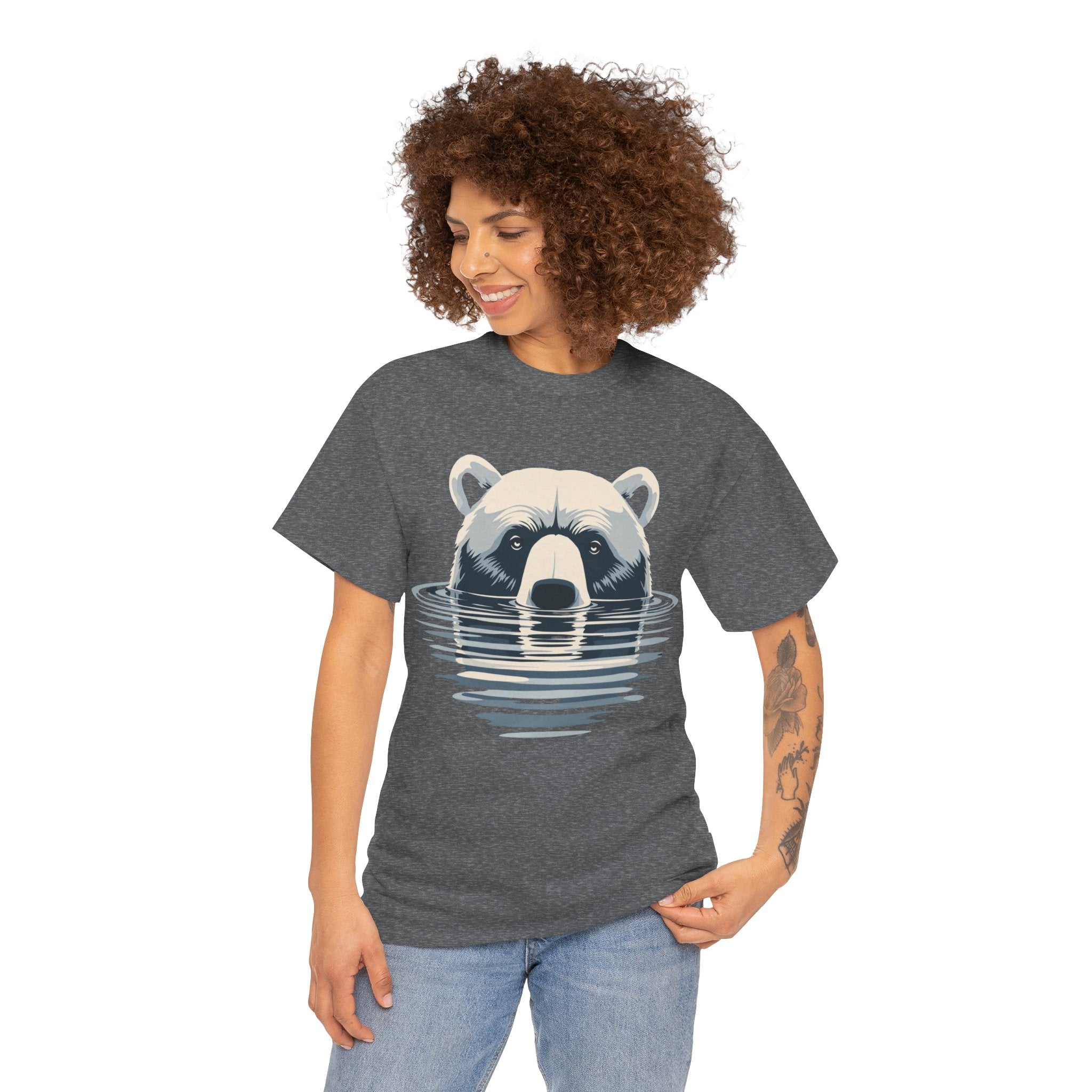 Bear in Water Graphic Tee – Gildan 5000 Heavy Cotton Shirt