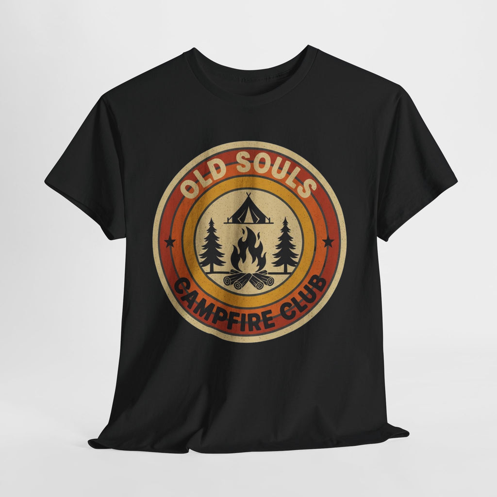 Old Souls Campfire Club Retro T-Shirt | Vintage Sunset Camping Tee