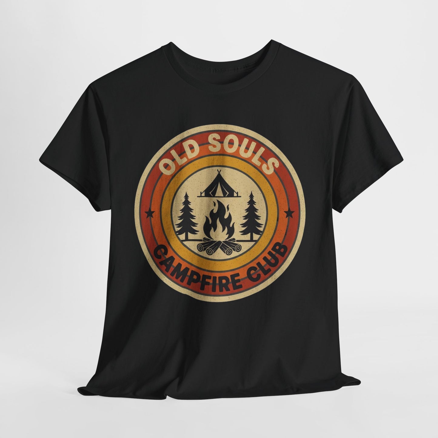 Old Souls Campfire Club Retro T-Shirt | Vintage Sunset Camping Tee