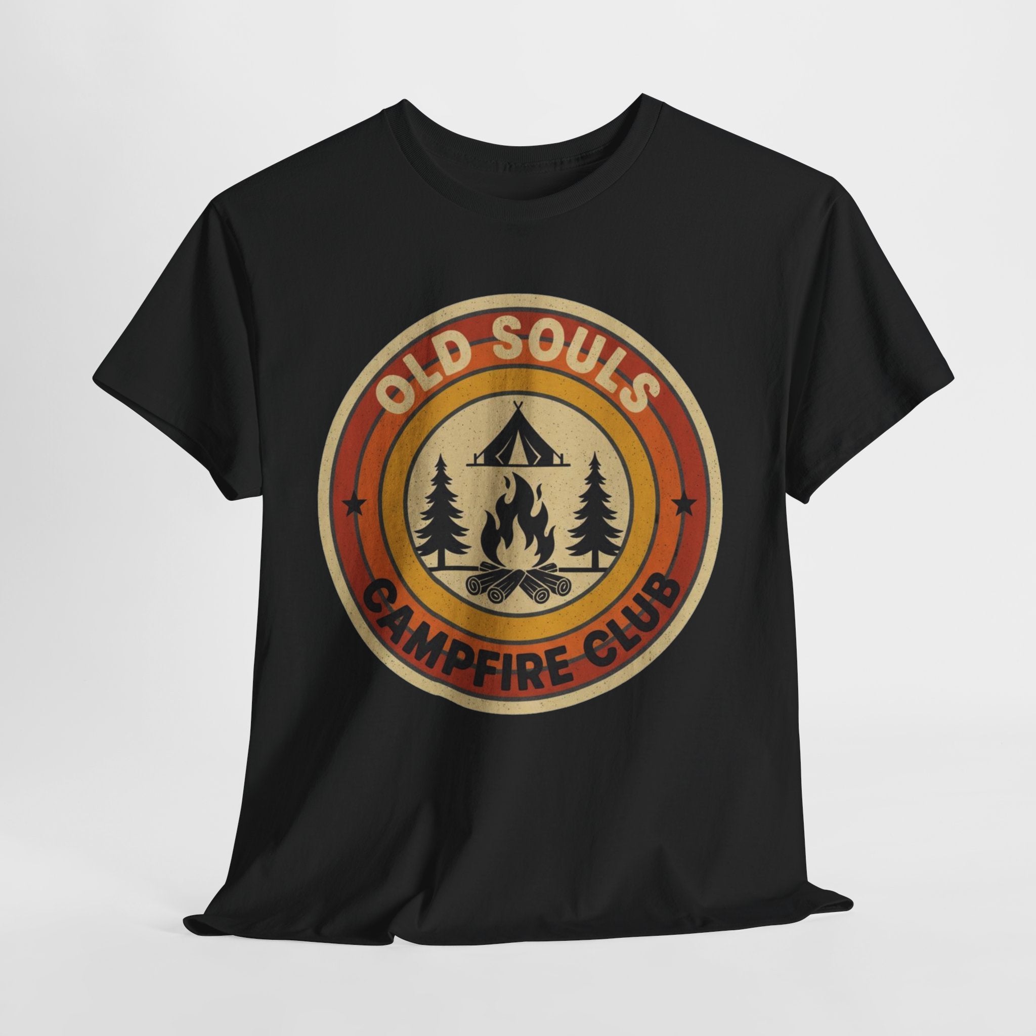 Old Souls Campfire Club Retro T-Shirt | Vintage Sunset Camping Tee