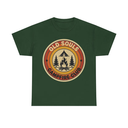 Old Souls Campfire Club Retro T-Shirt | Vintage Sunset Camping Tee