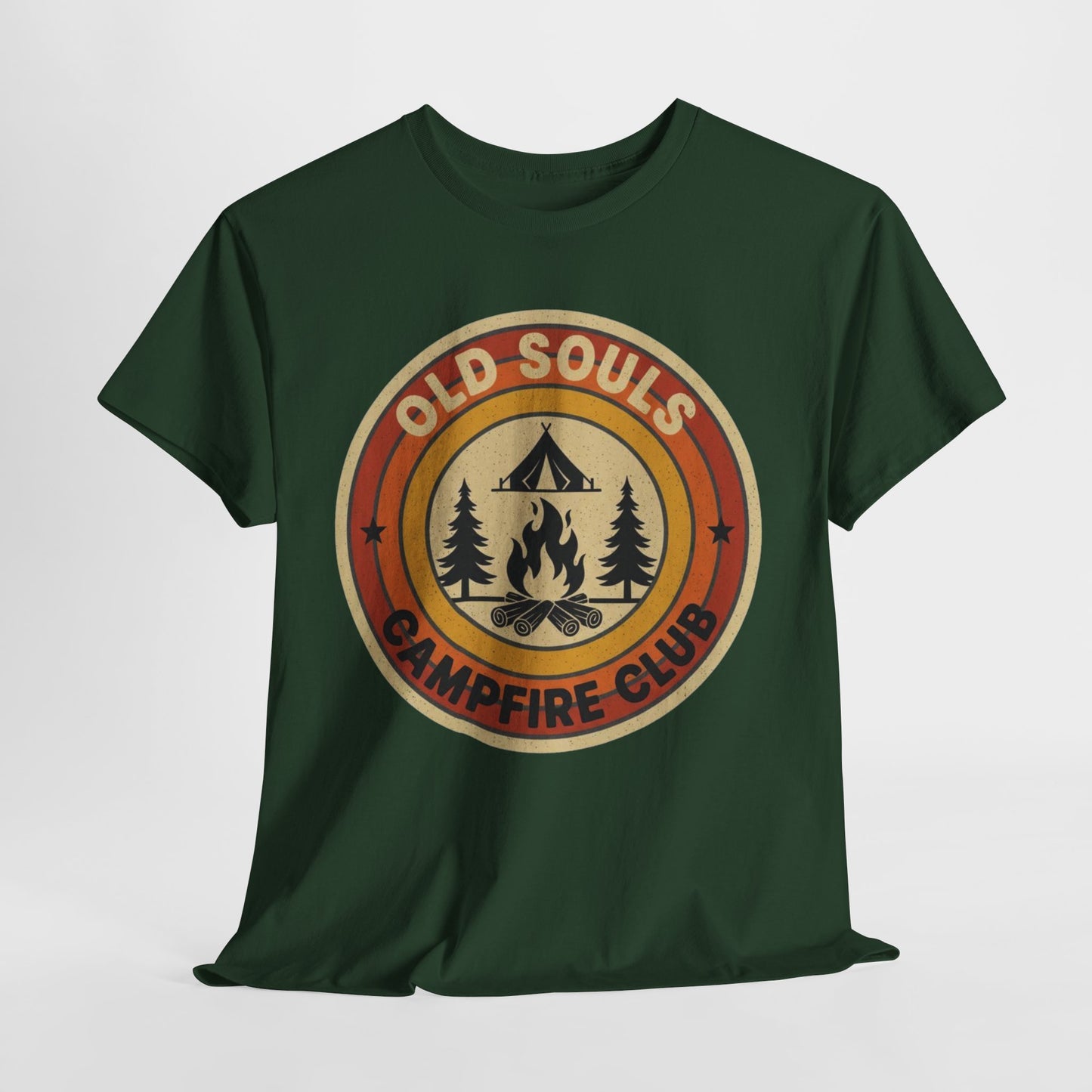 Old Souls Campfire Club Retro T-Shirt | Vintage Sunset Camping Tee