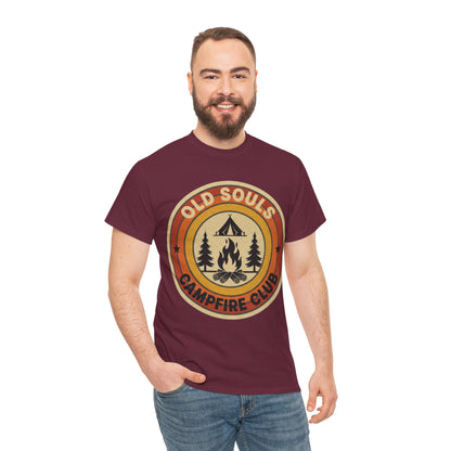 Old Souls Campfire Club Retro T-Shirt | Vintage Sunset Camping Tee