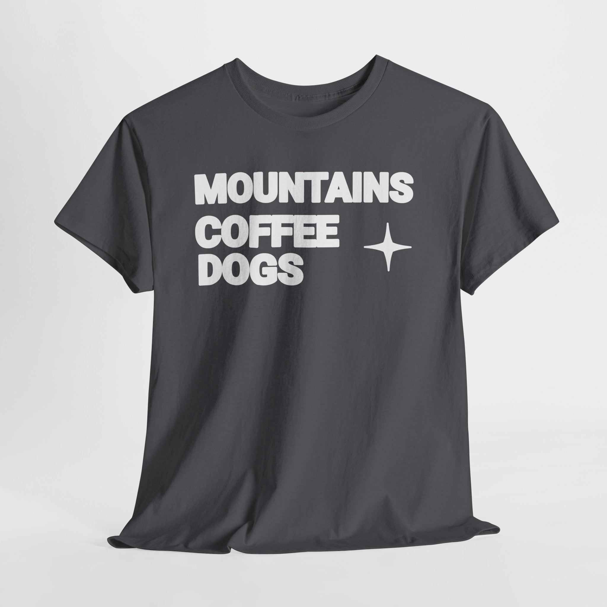 Mountains. Coffee. Dogs. – Comfort Collection Tee