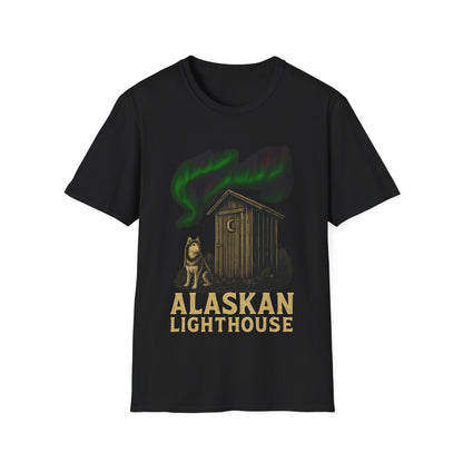 Alaskan Lighthouse Funny Northern Lights Wolf T-Shirt