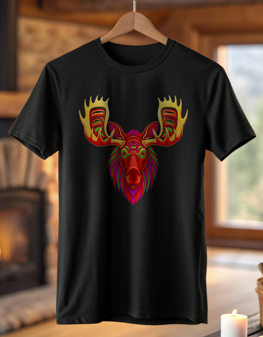 Tribal Moose Spirit T-Shirt – Colorful Totem Animal Design