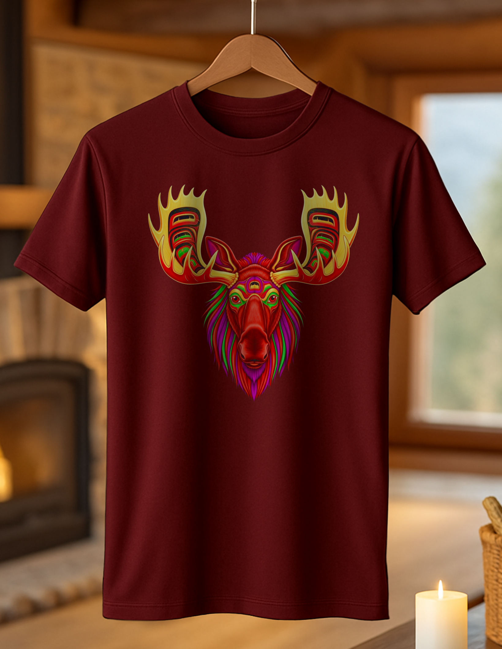 Tribal Moose Spirit T-Shirt – Colorful Totem Animal Design