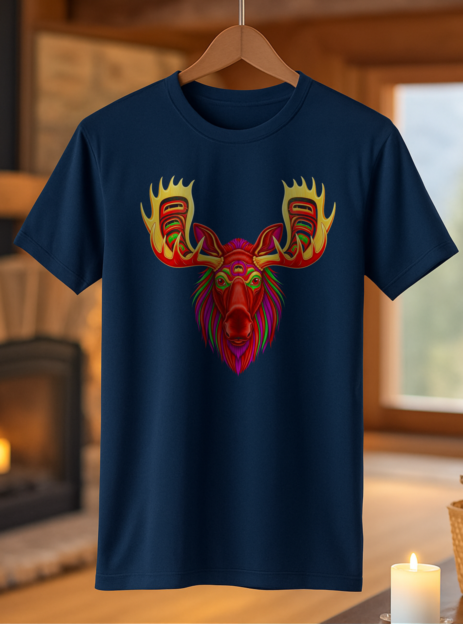 Tribal Moose Spirit T-Shirt – Colorful Totem Animal Design