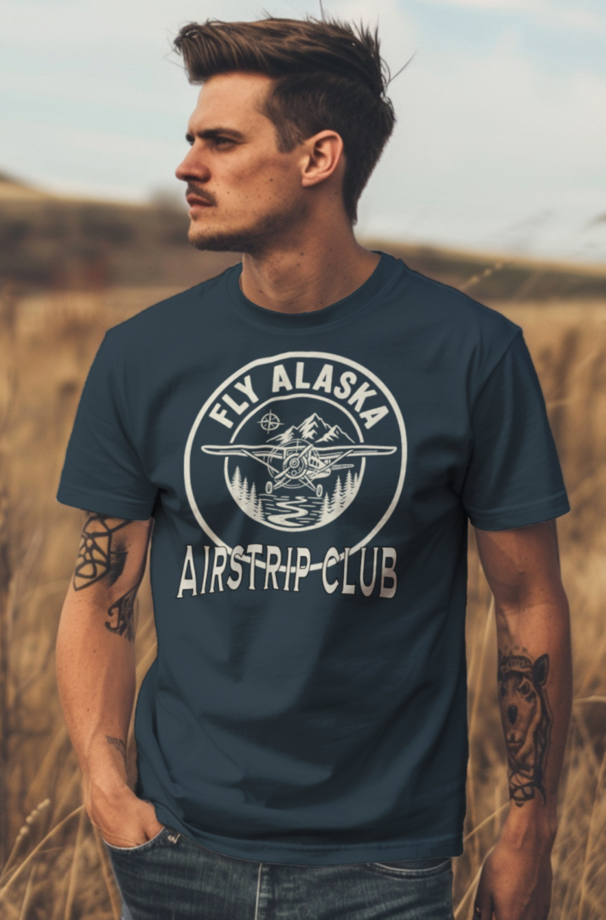 Fly Alaska Airstrip Club T-Shirt – Vintage Bush Plane Aviation Tee