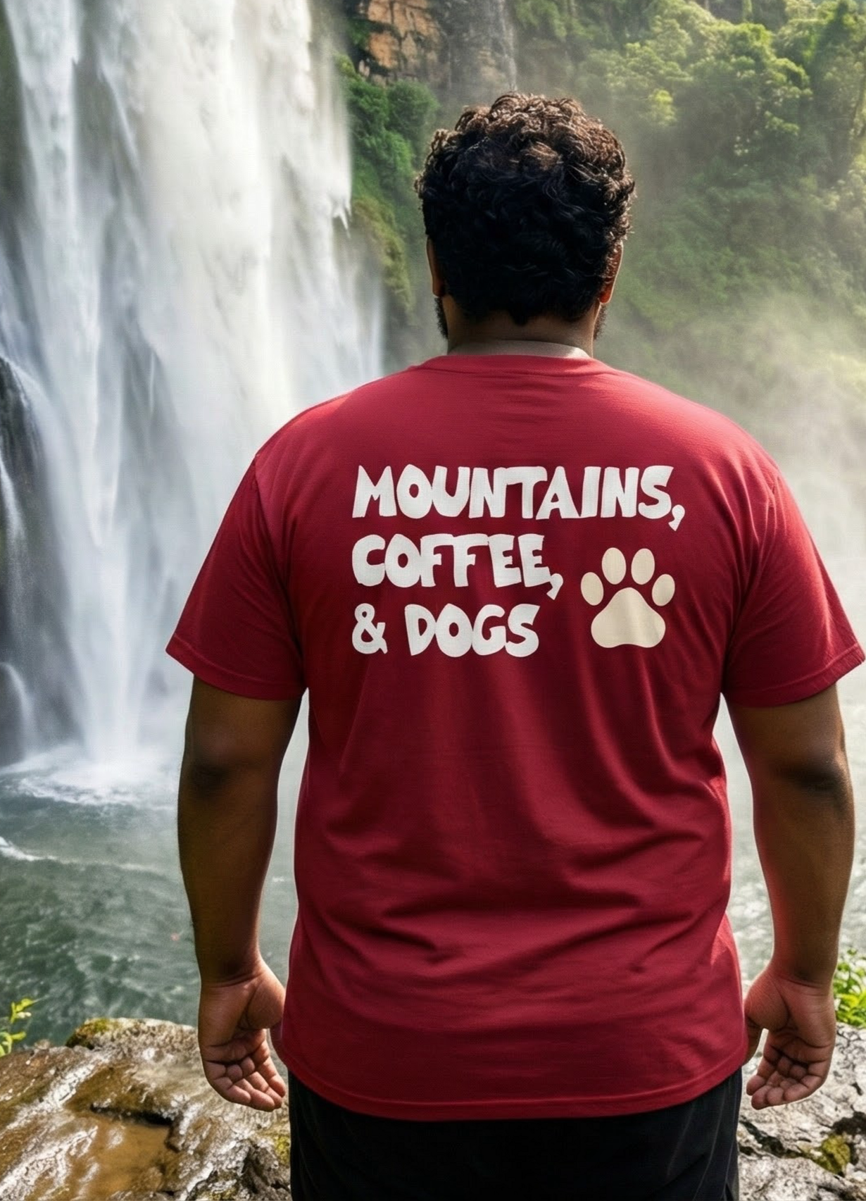 Mountains, Coffee, & Dogs. – Comfort Collection Tee